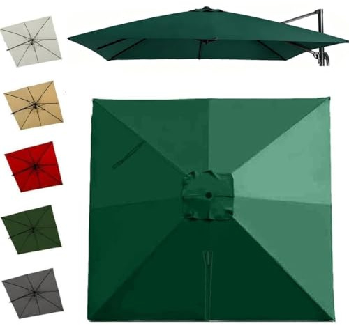 Coperture Per Ombrelloni Decentrato Da Giardino, Tessuto Di Ricambio Per Ombrellone Quadrato 3x3.0m 2.5x2.5m 8 Stecche Telo Di Ricambio Per Ombrellone(Green,2.5x2.5m/8x8ft)