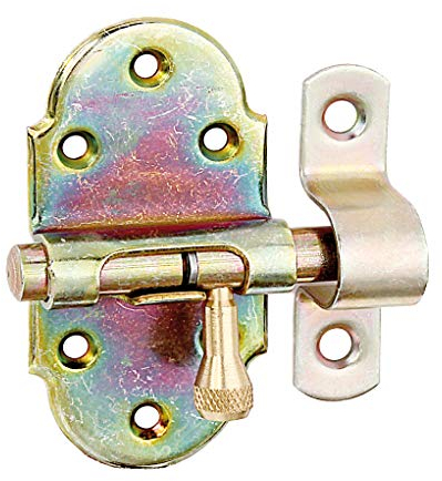 Alberts 128944 Grendelriegel | mit Messing-Knopf | galvanisch verzinkt, dickschichtpassiviert | Platte 40 x 75 mm | Bolzen-Ø 9 mm