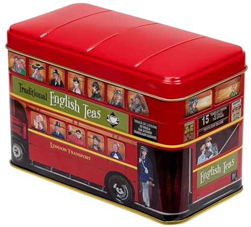 New English Teas London Bus Tea Tin with 25 English Breakfast Teabags