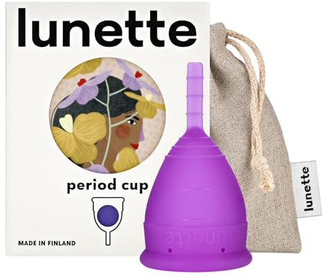 Lunette Menstrual Cup – Reusable Period Cup - BPA-Free Medical-Grade Silicone - Up to 12-Hours Comfort - Tampon Alternative Reusable for 10 Years - Made in Finland - Size 1 Violet