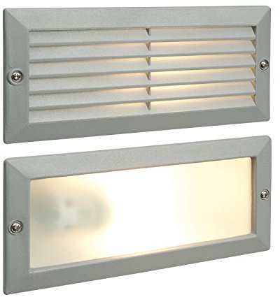 Saxby Eco 40W Grey Die Cast Aluminium Plain & Louvre Outdoor IP44 Garden Recessed Wall Brick Light
