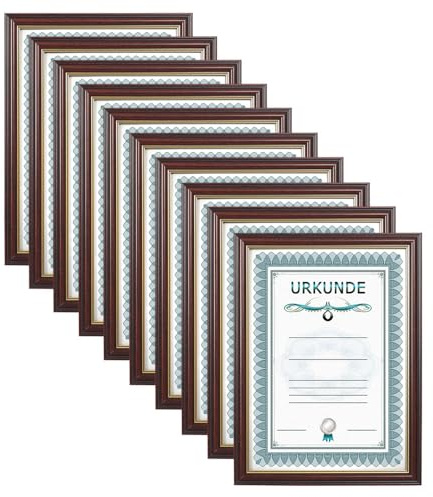 Ideal 10 Dokument Bilderrahmen in Mahagoni 21x29,7 DIN A4 Urkunde Bilder Foto Rahmen