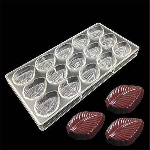 Stampo per cioccolatini fai da te in policarbonato, a forma di foglie, realizzato a mano, in policarbonato, per biscotti, caramelle, torte, in plastica, 14,5 x 28 x 2,5 cm