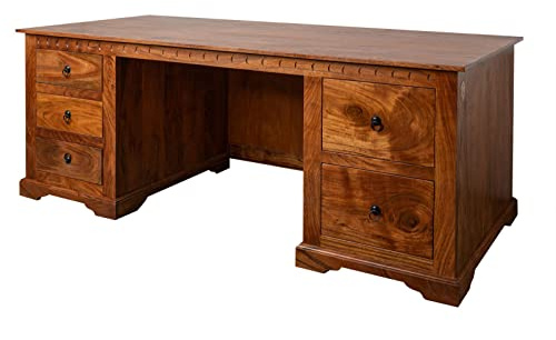MASSIVMOEBEL24.DE | Oxford Schreibtisch Akazie 180x80x74, Farbe:Hellbraun lackiert, Größe:180x80x74 cm (BxTxH)