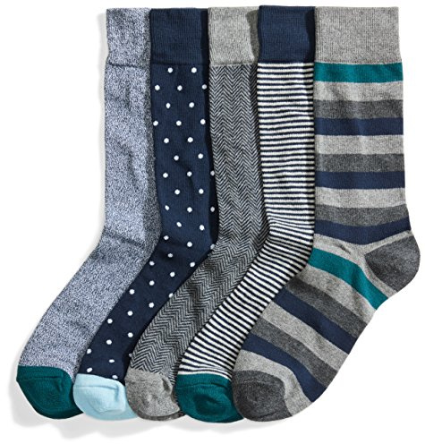 Amazon Essentials Comodi Calzini Eleganti con Motivi Uomo, 5 Paia, Verde, 41-45
