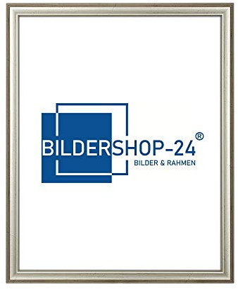 Bildershop-24 Bilderrahmen Posterformat Posterrahmen Barockrahmen Kalypso 70 X 100 cm Silber Antik