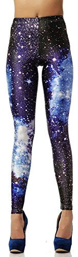 Tamskyt Legging de yoga extensible pour femme - Longueur totale - Pour fitness, course à pied, pilates, gym, Blue Galaxy., taille unique