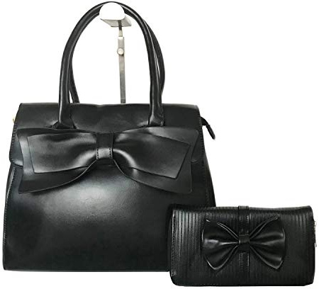 Damhandväska 2 st set stor rosett knut PU-läder topphandtag väska designer tygväska kuvertväska plånbok set för damer