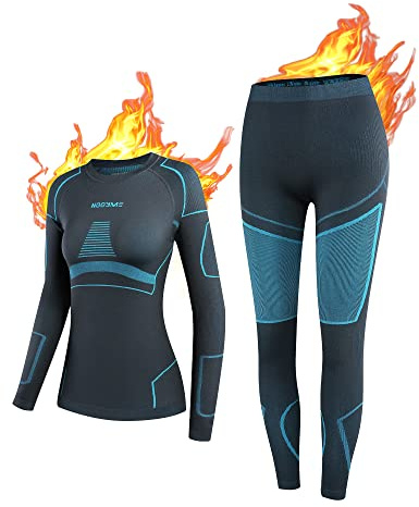NOOYME Intimo Termico Donna Traspirante Set Pantaloni e Maglia Termica Donna Biancheria Intima Termica per Sci Elastica e Asciugatura Rapida