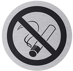 Metafranc Klebeschild Symbol: Rauchverbot - Ø 75 mm - Aus Aluminium - In moderner Edelstahl-Optik - Selbstklebende Rückseite / Beschilderung / Infoschild / Warnhinweis / Verbotsschild / 507210