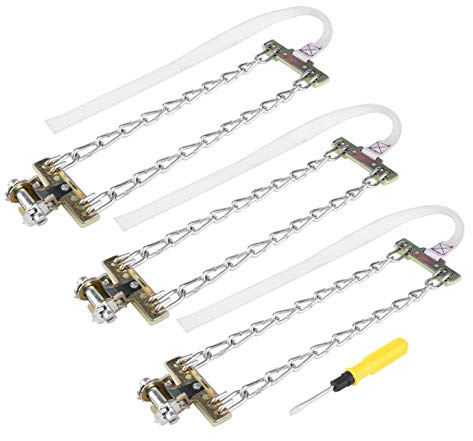 Ever Reifen Anti-Rutsch-Ketten, Aufeckbare Reifenkette, 3-teilige Anti-Rutsch-SchlammSchnee-Reifen-Kette Wintersicherheits-Reifengürtel für PKW-SUV (Large)
