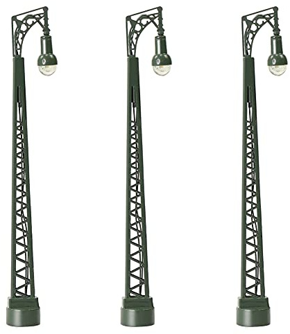 Evemodel 3 Stück Gittermast Lampen Spur N 1:160 LED Modellbahn | 3 Stück | Spur N 1:160 | Gittermast-Lampe | Warmweiß LED | 3V DC