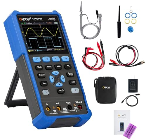 OWON HDS272 Osciloscopio 2 en 1 Osciloscopio portátil profesional para PC 70 MHz, multímetro digital de 20000 cuentas Pantalla LCD de 3,5 pulgadas Herramienta de prueba universal