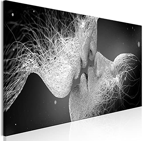 B&D XXL - Leinwandbild Paar Gesichter Liebe, 90x30 cm, 1-teilig, Wohnzimmer | Hochwertige Leinwand, sofort aufhängbar, ideal fürs Wohn- oder Schlafzimmer, wasserfest und lichtecht, langlebig, stilvoll