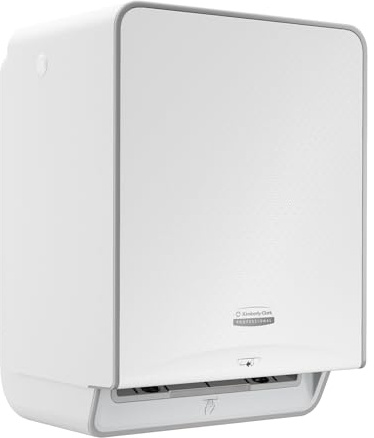 Kimberly-Clark Professional Automatischer ICON-Rollenhandtuchspender (53940), weißes Gehäuse mit weißer Blende im Mosaikdesign; 1 Spender und eine Blende pro Verkaufseinheit