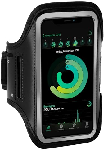 ONEFLOW Workout Case für Xiaomi Mi 11 Lite/11 Lite 5G Sportarmband zum Joggen mit Touch Fenster, Handy Armband für Sport und Outdoor, Handyhalterung für den Arm, Lauftasche Jogging, Schwarz