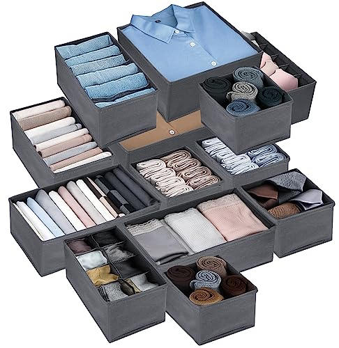 YUTUY Organizer Cassetti,Set di 13 Divisori per Armadio, Pieghevole Storage Box Organizzator Usato per Biancheria Intima,Reggiseni,Calze,Cravatte