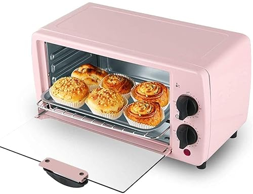 CAZARU Mini Horno eléctrico de 9L, Horno Tostador multifunción de convección para encimera, asador eléctrico con Acabado de Acero Inoxidable