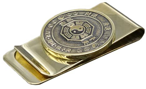 PISOM Metal Money Clip, Brass Moneyclip, Tai Chi Bagua Diagram Money Clip, Money Clips for Cash