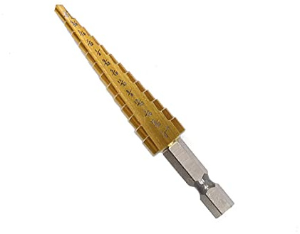 HSS-Stufenbohrer, 1/8-Zoll-1/2-Zoll-Titanbeschichteter Stufenkegelbohrer mit 1/4-Zoll-Sechskantschaft für DIY-Holzbearbeitung, Kunststoff