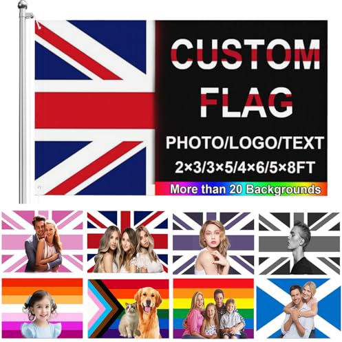 Custom Flag/Banner/Tapestry,Design Your Photo/Logo/Text,Personalized Flags Double Sided,for Home Decorate,Garden,Rooms,Clubs,Concerts,Outdoors (2x3ft/3x5ft/4x6ft/5x8ft)