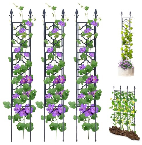 Rankgitter Metall, Rankhilfen für Kletterpflanzen, 165 cm Rosenspalier | Rankhilfe Garten Rosenspalier, Rankgitter Gurken, Pflanzen Rankhilfe Geeignet für Blumen, Obst, Gemüse, Topfpflanzen usw