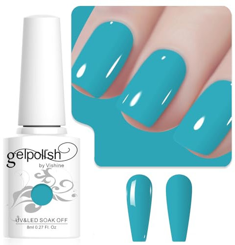 Vishine 8 ml Türkisblau Nagellack, Soak Off, UV/LED, Gel, Polish, Nail Art, Maniküre, Salon, DIY L239