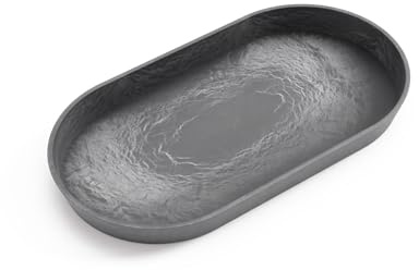 Ecopots Saucer Oval Grau - innen Boden L 26 cm/außen L 28,4 x H 2,4 cm