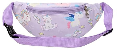 Bum Einhorn Gürteltasche,Kinder Bauchtasche Hipsack Gürteltasche Taille Tasche Fanny Pack Stoff Nylon Geld Gürtelfür Kinder Grils Jungen Laufen Wandern Reisen Sport Lila