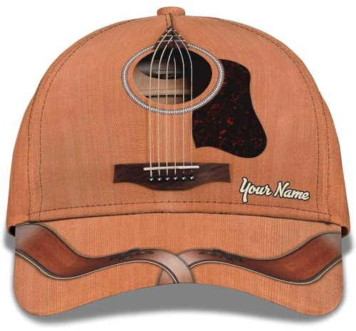 Baseballmütze Akustikgitarre Personalisieren Sie Den Namen Text Hut 3D Gitarrist Trucker Baseballcap Verstellbare Schirmmütze Basecap Casual Baseball Cap Für Damen, Auf Reisen, Herren