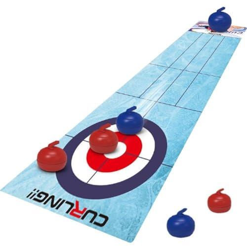 Abbdbd Curling Game Set, Family Fun Shuffleboard Pucks with Mat and 6 Curling Balls for Kids and Adults Travel Home Party