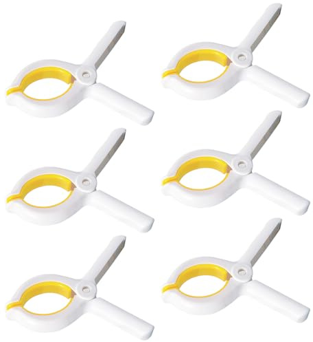 KINDOYO 6Pcs Large Beach Towel Clips - Non-Slip Towel Pegs Plastic Windproof Clothes Pins Strong Grip Non-Marking Laundry Clip Towel Clips for Sun Loungers Laundry Garden Pool (Yellow)