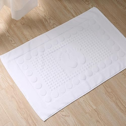 Namzi Tapetes de baño de algodón con bandas para ducha, toalla de suelo (patas blancas) | Lavable a máquina, no es una alfombra de baño, toalla de rizo para bañera o ducha