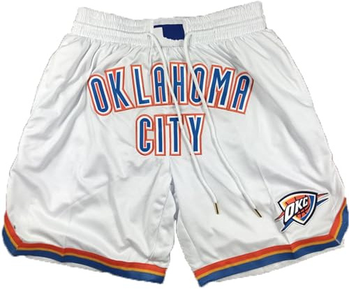 MCQOmcil Herren NBA Thunder Basketball Shorts hochelastische atmungsaktive Sporthose(1,L)