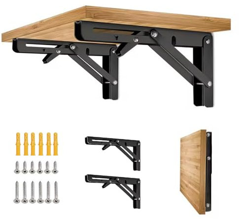 Klappbare Regalhalterung, 50,8 cm, 2 Stück, Wandmontage, zusammenklappbare Regalhalterungen, strapazierfähig, faltbare Werkbankhalterung, DIY-Wandtischscharniere für Wohnmobil-Arbeitsplatte,