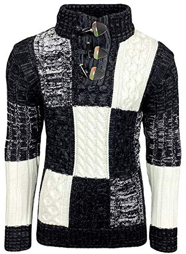 Subliminal Mode - Jersey de cuello alto para hombre, Jersey de punto grueso para el invierno BX51112, Negro , M