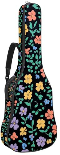 Tasche für Akustikgitarren mit niedlichem buntem Blumenmuster, für 14 Akustikgitarren, 2 Taschen, verstellbarer Schultergurt und Rückenaufhänger, geeignet für E-Gitarren, Bassgitarren und klassische