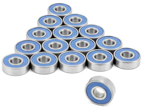 QWORK® 16 Pezzi 608RS cuscinetti a sfere, ABEC 9, cuscinetti a sfere a gola profonda in miniatura con doppia schermatura, per skateboard, cuscinetti per scooter, pattini in linea