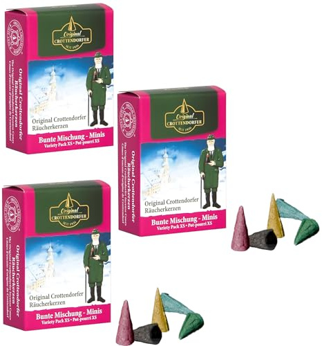 Mini Räucherkerzen - Bunte Mischung, 3 Sets à 24 XS Kegel, 72 Stück