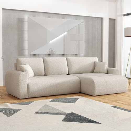 Imebel Ecksofa mit Schlaffunktion 280x142x87 cm - Schlafsofa Ecksofa im Modernen Stil für 4 Personen - Bequeme Schlafcouch L-Form - Sofa mit Bettkasten - Eckcouch mit Bettfunktion