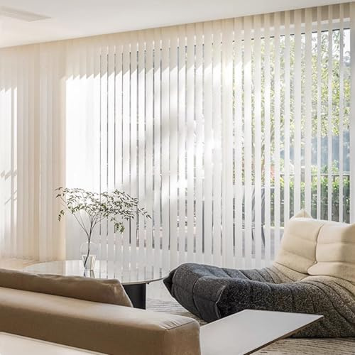 LRYELWA Lamellenvorhang Raumverdunkelnd Vertikaljalousie Nach Maß Schiebevorhang für Fenster & Türen,Sonnenschutz,Blickdicht Lichtdurchlässig Lamellenvorhänge Mit Zubehör (Weiß,100cm x 100cm)