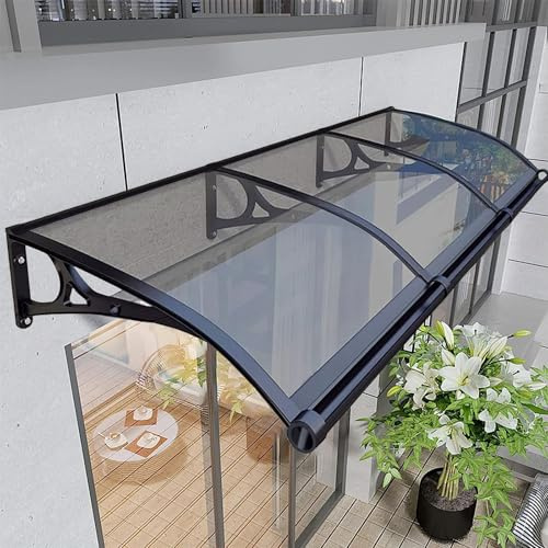 ZAZRLW Vordach Haustür Überdachung, Polycarbonat, Rauchgrau, 60x120cm