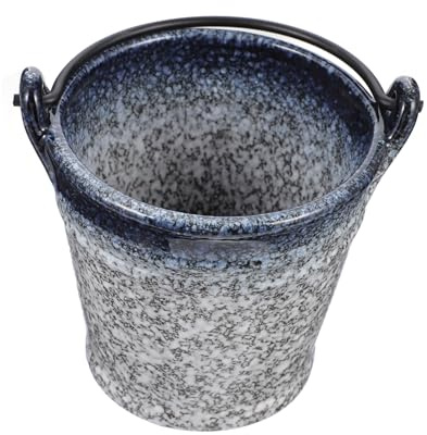 COLLBATH Ceramic Ice Bucket for Party and Beer Festival Season, Portable Round Ice Container with Rust-Proof Feature and Sturdy Design for Cold Beer Drinks and Wine Storage