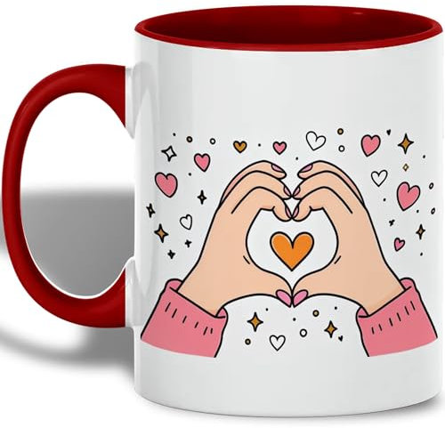 Tazza Da Caffè Hand Heart Romantic Valentine'S Day Latte Mug Uomini Tazze Caffè Personalizzato Tazza Colazione, Per The E Caffè, Bambini, Merenda, 330ml