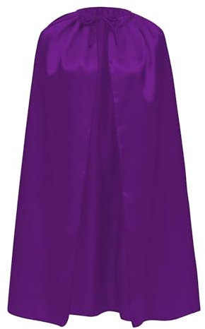 Cape de costume satiné pour enfants et adultes 90 cm, cape de super-héros Halloween Cosplay Carnaval avec ruban réglable unisexe (violet)