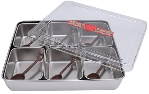 Naroote Divided Serving Tray, Divided Container, Non -slip Base with 6 Tablespoons for the House (#2)