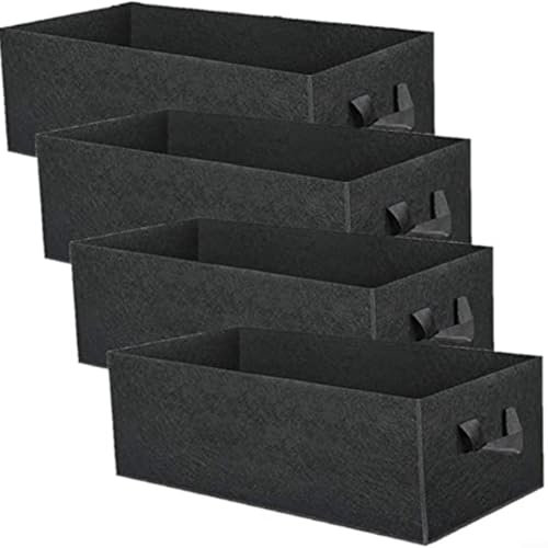 4 sacchetti per la coltivazione delle piante, rettangolari, in tessuto non tessuto traspirante, resistenti, ispessiti, per aerazione delle radici, contenitori da giardino con manici con cinghie, per