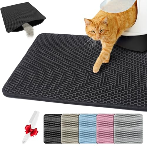 Blissstorm Katzenklo Matte 40X50cm,Doppelschicht EVA Katzenmatte, Schwarz