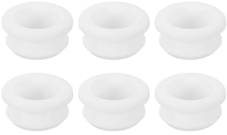 sourcing map 6Pcs Rubber Grommets Fit 0.98 (25mm) Hole Dia.0.61 (15.4mm) H 0.31(8mm) ID Hole Top Hat Grommet Silicone Rubber Hole Plug Gasket for Electrical Box Cable Pipe, White