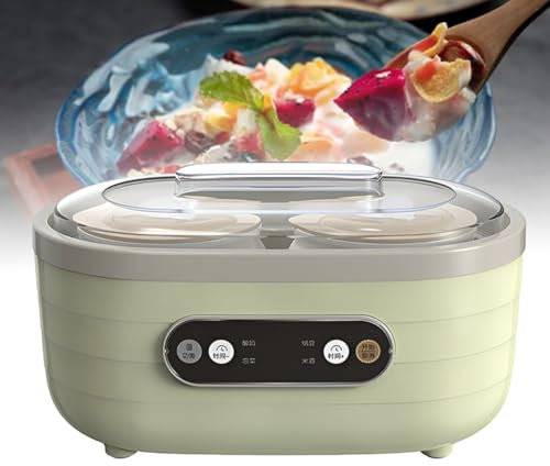 Yoghurt Maker - Mini máquina de vino de arroz multifuncional automática con 2 tazas grandes y 6 pequeñas, pantalla táctil inteligente LCD para postres saludables caseros